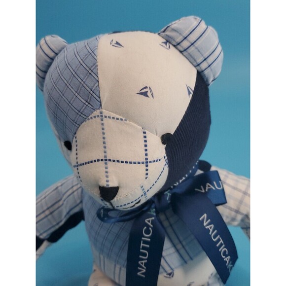 Nautica Kids Corduroy Patchwork Teddy Bear Stuffed Animal Plush Nursery Appx 15" - Picture 3 of 9